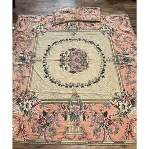 Metrax Flanders Savonnerie II Belgium floral tapestry blanket & Shams flemish